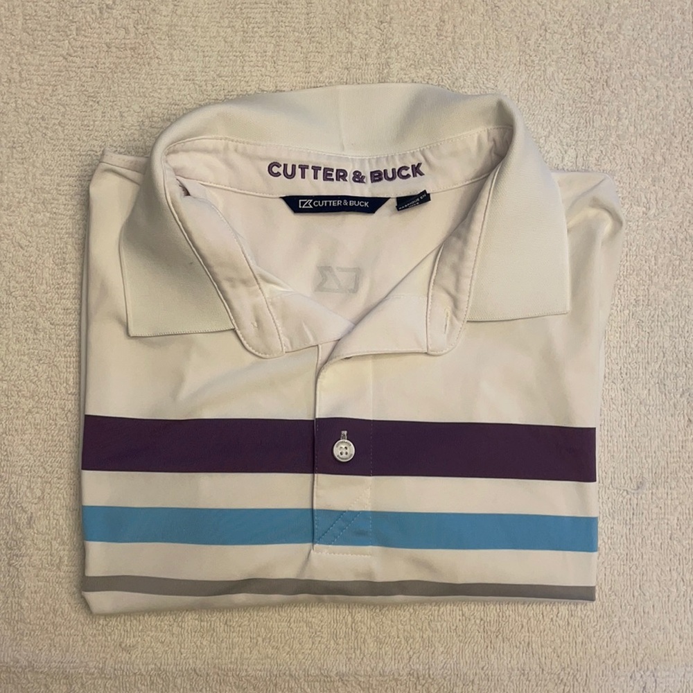 White Striped Ocean Club Golf Shirt